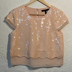BCBGMaxAzria Rose Beige Joanna Sequin Crop Top XS